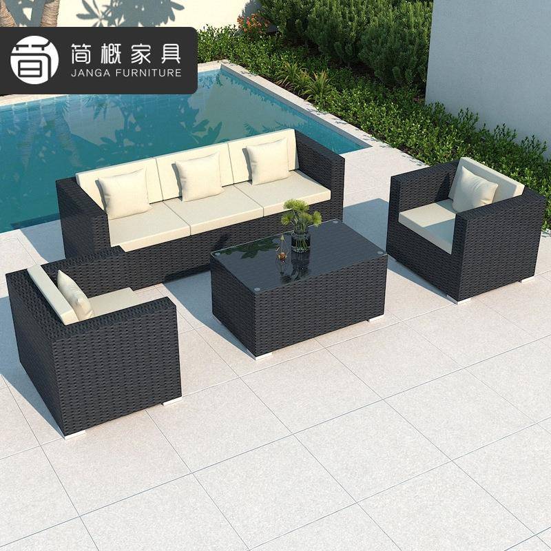 休闲别墅庭院沙发户外露台防水防晒沙发家具组合酒店民宿客厅沙发