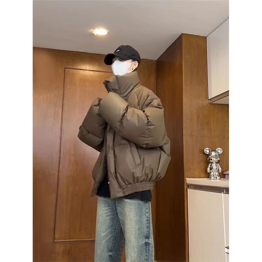 美式覆古PU皮短款羽绒服