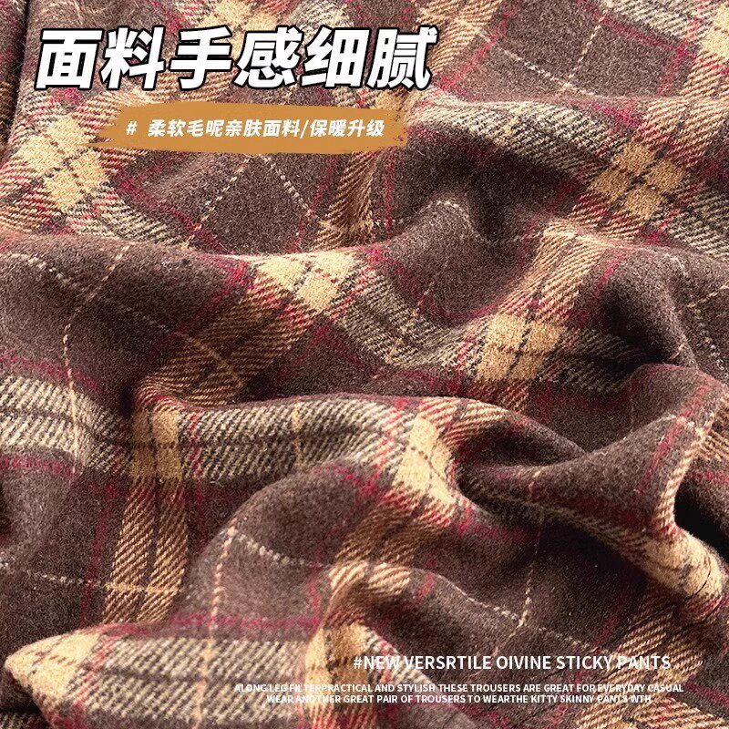 美拉德复古格子裙女春秋