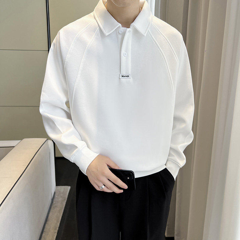 翻领卫衣男长袖春秋季潮牌潮流美式宽松落肩Polo衫轻熟风男士上衣