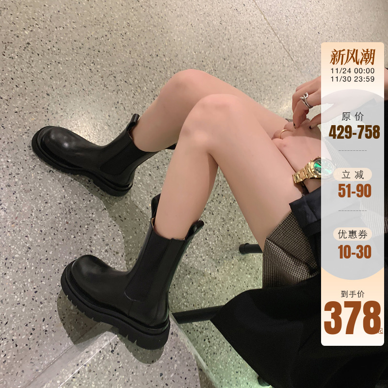 葡萄妈Studiolee王炸返场~2025切尔西中筒靴烟管筒厚底短靴子秋冬