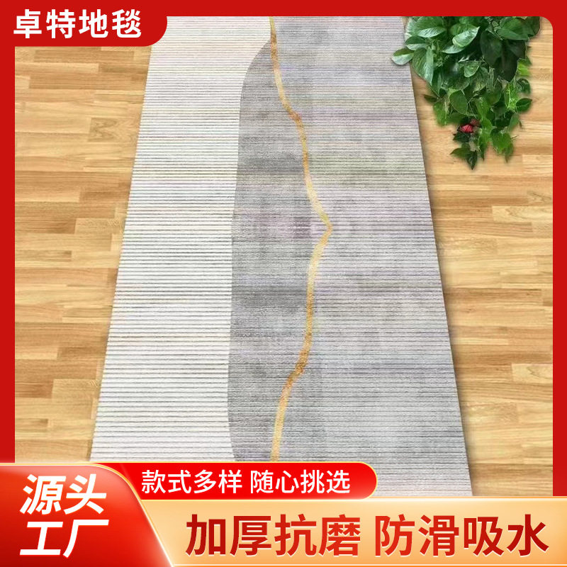 加厚德芙绒地垫长形地毯客厅茶几毯抽象轻奢卧室家用满铺地毯