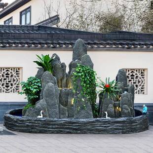 大型室外内假90061山流水喷庭泉池盆景室山水景观阳台入户院鱼落