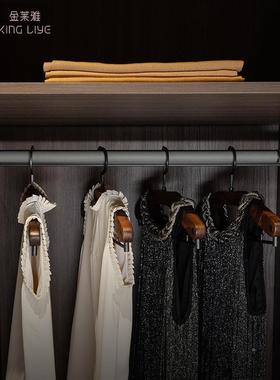 超B128皮革通纤皮革衣杆合金型材衣柜带胶条铝静音防滑威法横杆挂