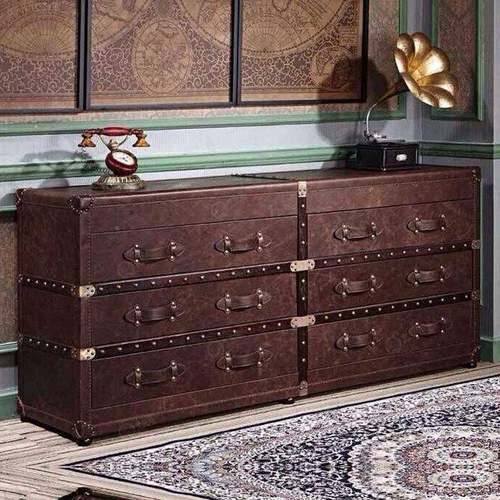 美式复古斗柜实木卧室四斗柜物收柜纳客中储古风厅抽屉组合六K900