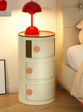 边圆形小型床头柜子儿替代品卧家用NFO室极窄侧几童储物收纳柜置