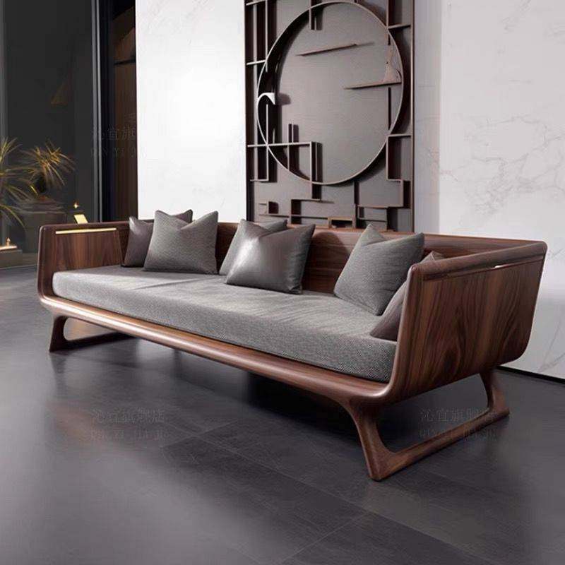 新中式北美黑胡桃木罗汉床实木沙发组合现代小户型禅意简约贵妃床