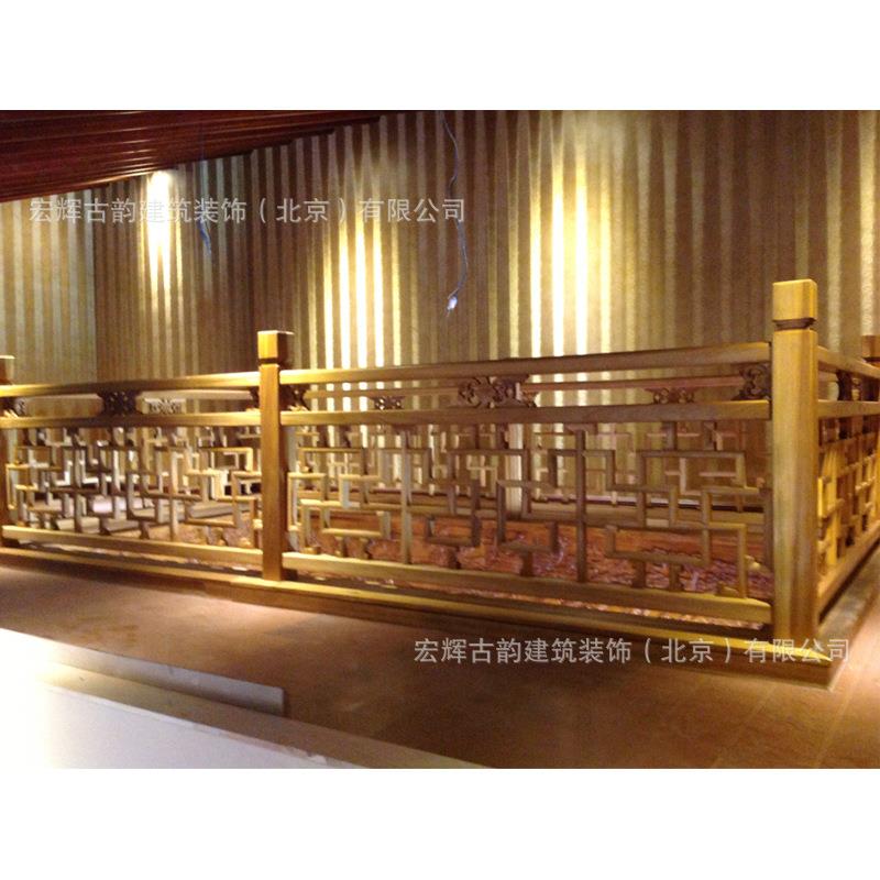 中式木EWH格扶手护栏楼梯仿古松木质木镂空栏杆室内新柚扶手木厂