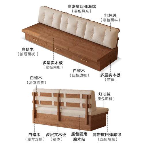 日式实木排沙发冬夏两用手物客厅小户型抽屉式可储无扶直地台沙发沙发