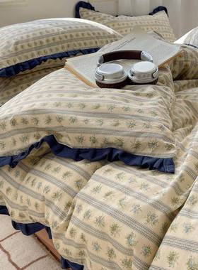 季纯单棉床上四件田园EX231219全棉床品被套学冬生宿舍床人三件套