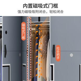 宿舍简易装拉磁门布衣柜卧室出租QUT房用组加厚粗三推开吸门全钢