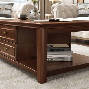 新中式实木茶几桌客厅家用小户型茶几柜简约现代储物长方形茶台