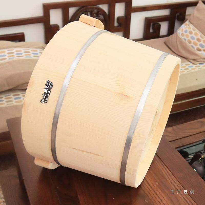 松木无油漆泡脚木桶洗脚桶足浴桶家用木盆 进口木材制作 带盖