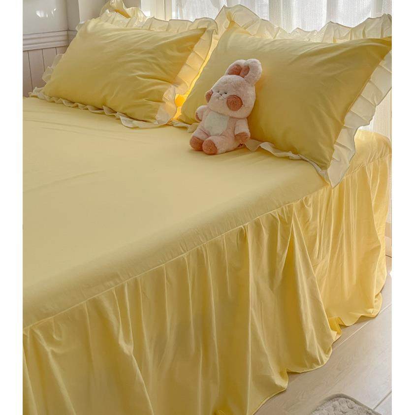 单奶油风水洗HYtrktrr棉床裙单件防滑裙式床三件套全包床围遮丑罩,床上用品,床裙,淘宝优惠券,粉丝福利购,淘宝优惠卷