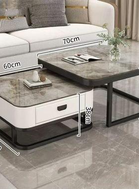 茶几XSO玻奢代客厅家用现轻简约小户型网红方形璃岩板茶几电视柜