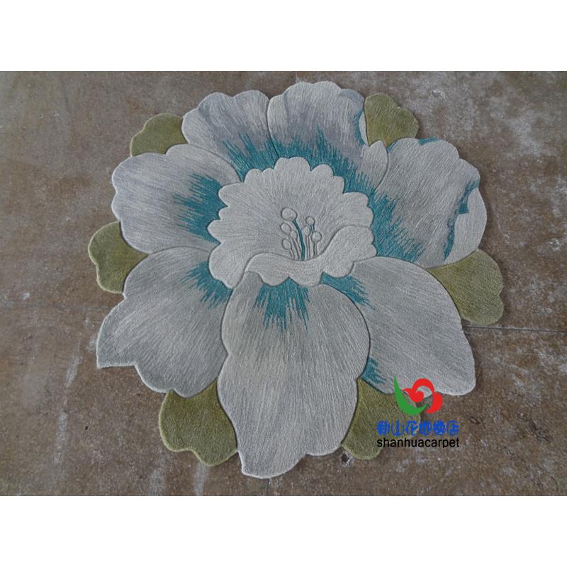 个性不则抽规书象牡丹花朵圆形客厅茶几毯手工进口羊毛餐厅地542