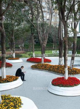 玻璃钢池座户外场美陈树异形广坐凳公园大20230810型花坛景观花槽