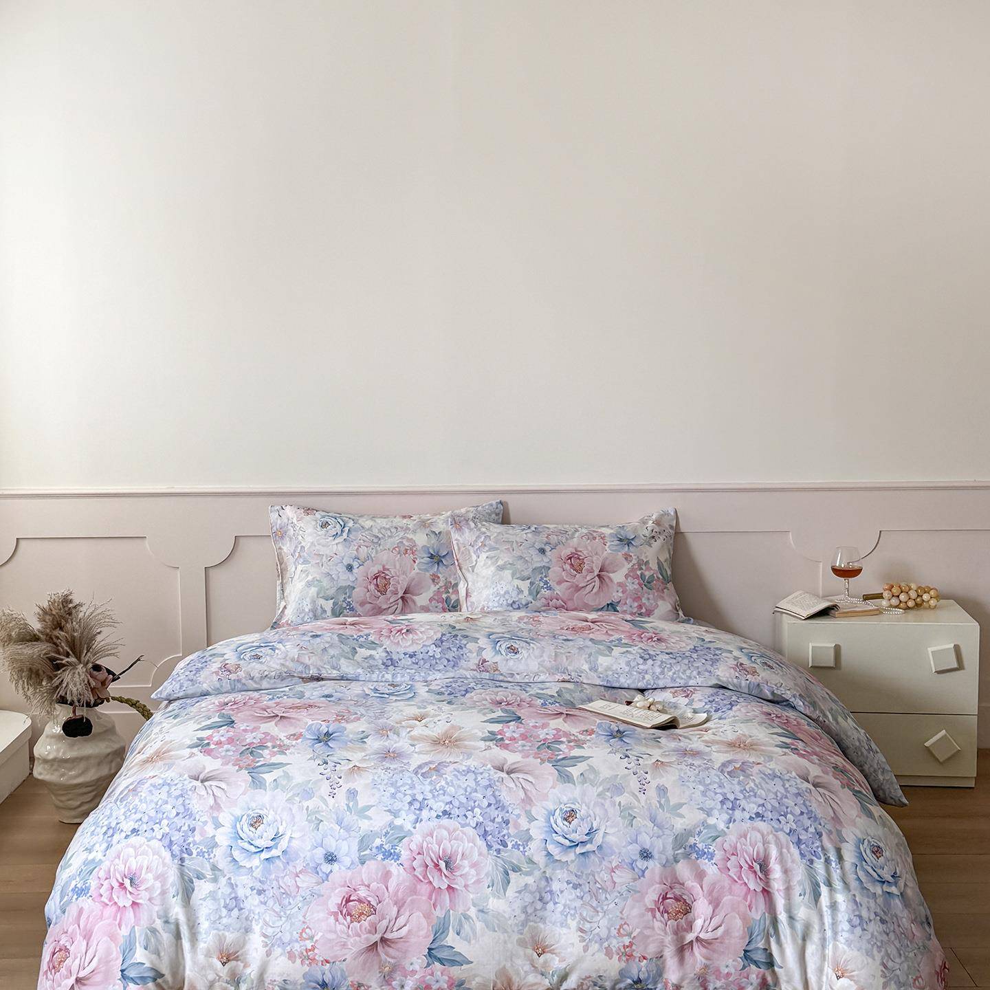 2025新品全棉双层纱法式风花卉四件套系列（蔷薇绿 月丹） 1.2m床