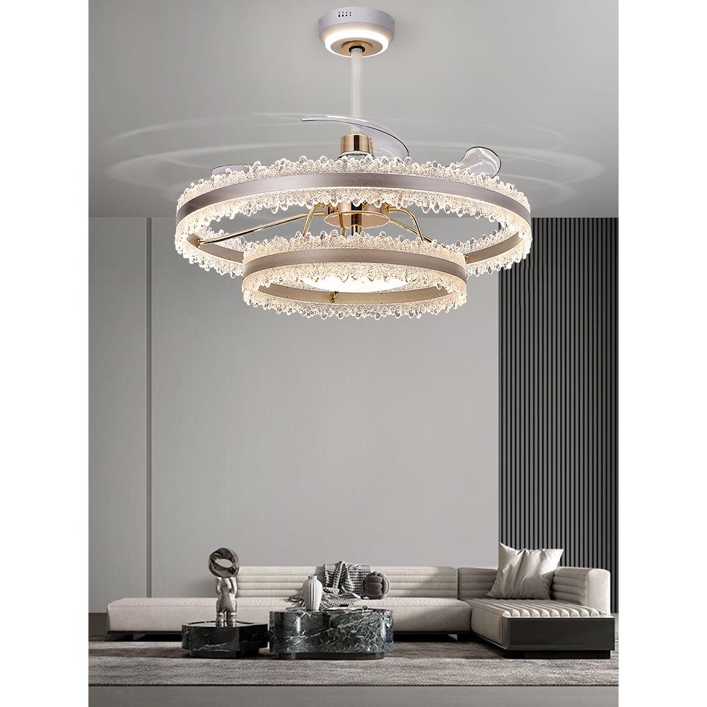 冰山纹客厅隐形风扇灯2025新款主卧风扇灯餐厅灯风扇一体电扇灯