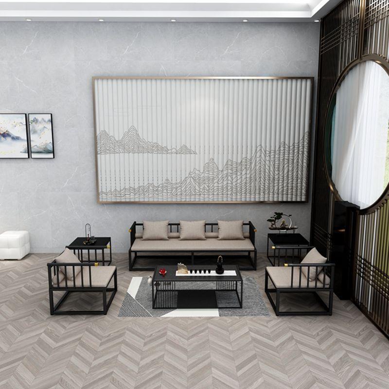 新中式现代简约会客接仿实木碳素钢办公沙发现代会议室会客厅沙发