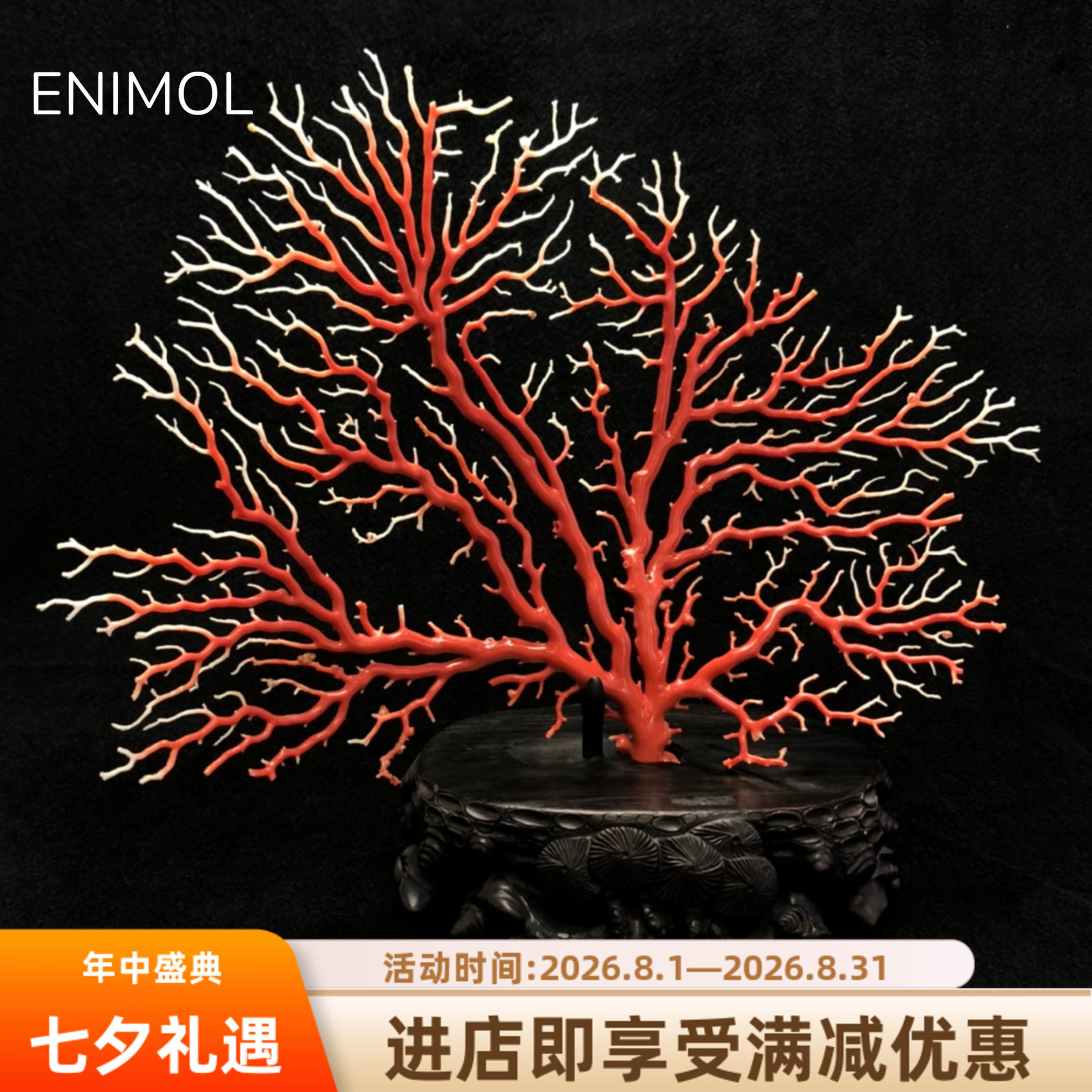 ENIMOL台湾莫莫红珊瑚发财树摆件