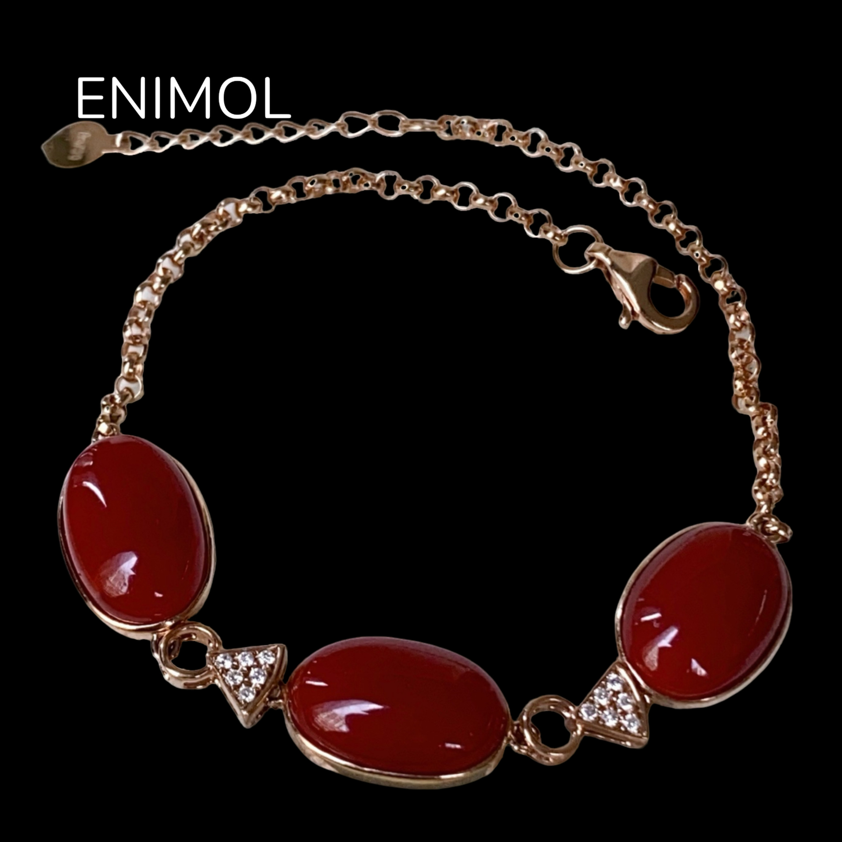 ENIMOL日本aka阿卡红珊瑚深牛血色三颗蛋面18k金钻石镶嵌女手链,珠宝/钻石/翡翠,珊瑚,淘宝优惠券,粉丝福利购,淘宝优惠卷