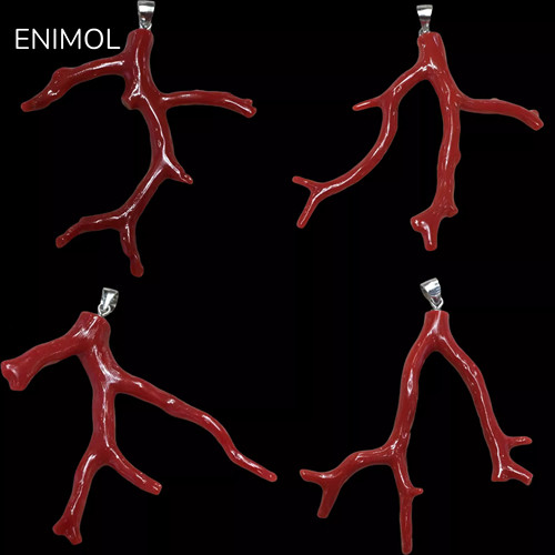 ENIMOL天然珊瑚枝吊坠925银