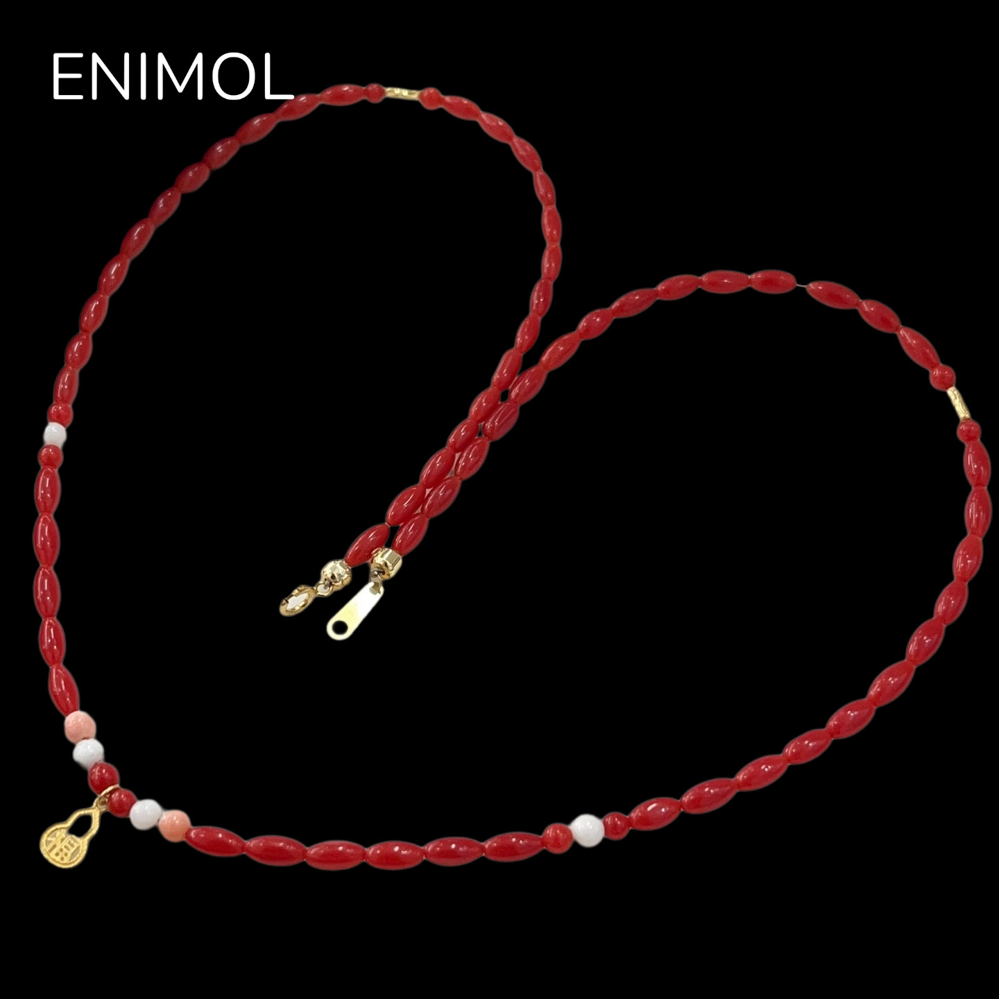 ENIMOL地中海天然沙丁红珊瑚米珠项链女小众百搭细项链情人节礼物