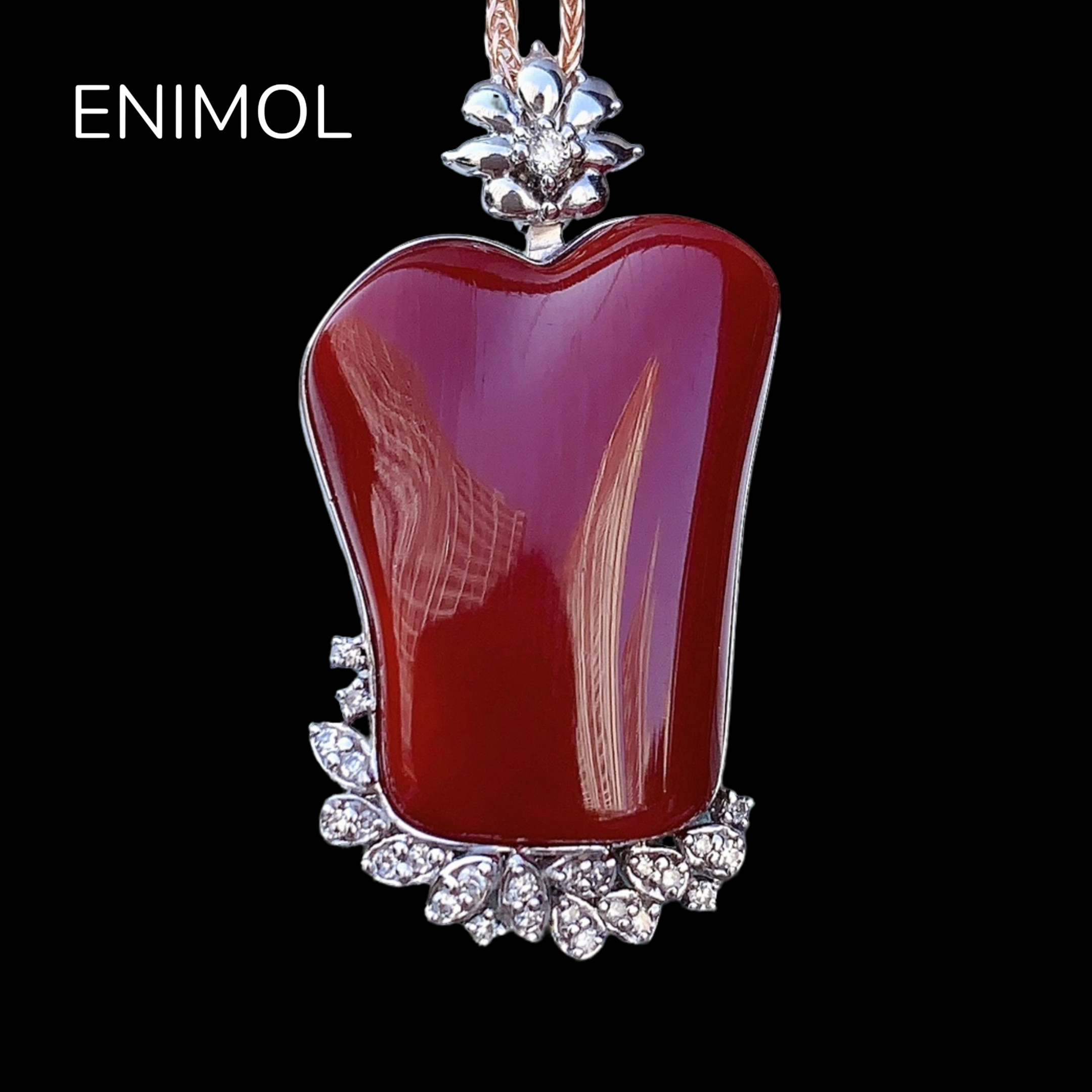 ENIMOL日本aka阿卡珊瑚深牛血随形面吊坠 18k金钻石镶嵌 轻奢个性,珠宝/钻石/翡翠,珊瑚,淘宝优惠券,粉丝福利购,淘宝优惠卷