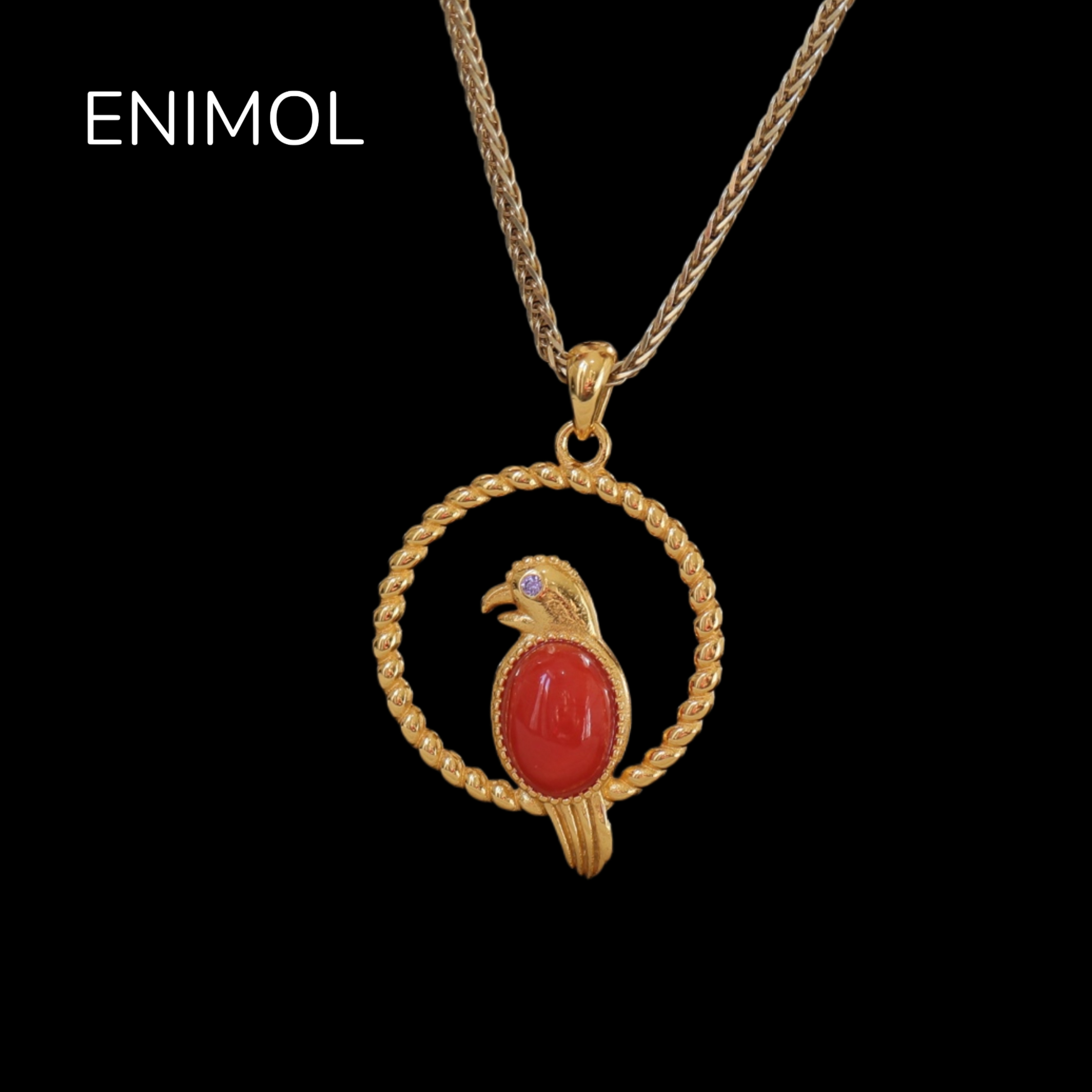 ENIMOL意大利沙丁珊瑚蛋面925银有机宝石镶嵌吉祥鸟吊坠时尚百搭,珠宝/钻石/翡翠,珊瑚,淘宝优惠券,粉丝福利购,淘宝优惠卷