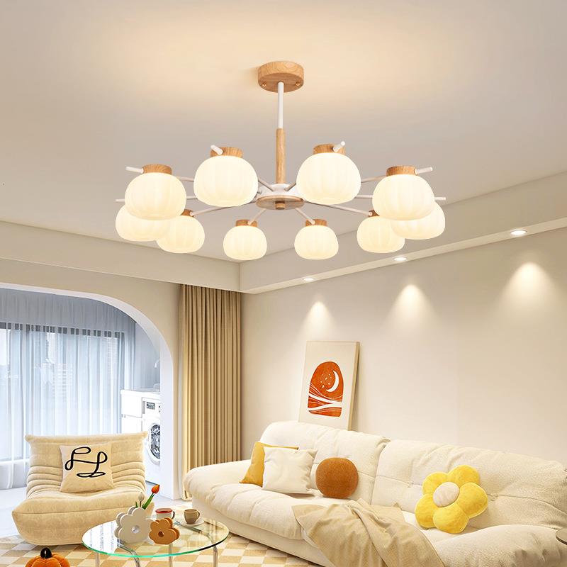 大观园客厅灯法式奶油风原木风客厅吊灯现代简约餐厅客厅灯L271