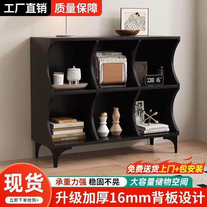 简约现代黑色格子柜网红柜子高颜值储物餐边柜书柜落地创意格子柜