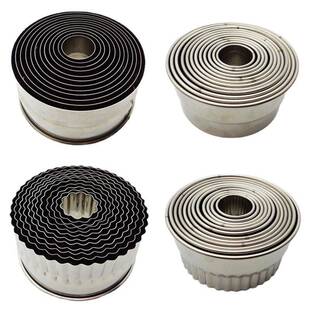 圆形光级牙级花级12头切模套装烘培花型蛋糕烘焙饺子皮蛋挞模