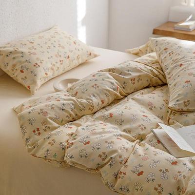 A类母婴级面料双层纱四件套温柔碎花全棉透气纯棉柔软田园风套件