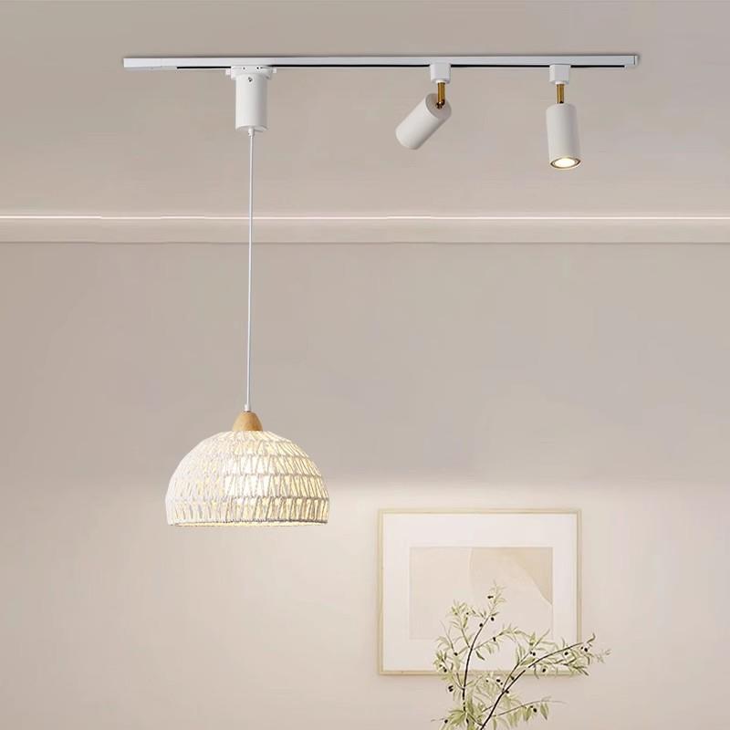 鸟巢轨道吊灯复古南洋风氛围感餐厅灯创意造型可升降饭厅带无主灯