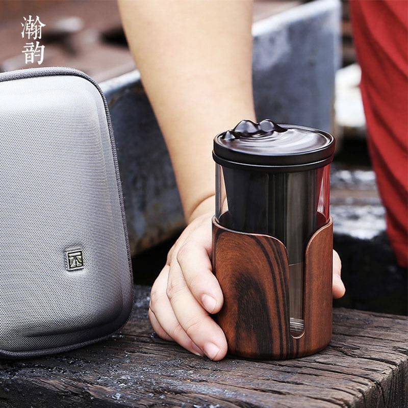 不觉堂创意便携泡茶杯陶瓷分离杯办公随手杯旅行茶具旅行杯带内胆