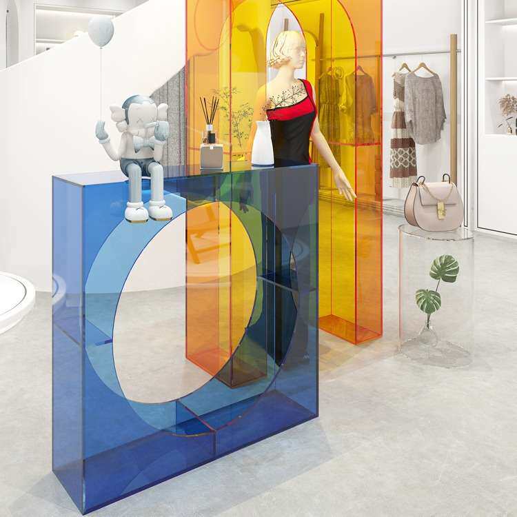 服装店亚克力透明展示台子商场店铺中岛摆设装饰设计橱窗装饰摆件