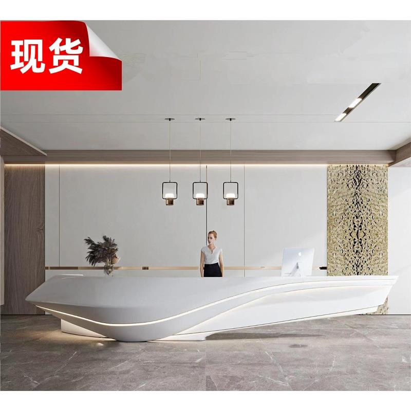 玻璃纤维吧台烤漆前台桌公司接待台美容院吧台收银柜台创意咨 咨