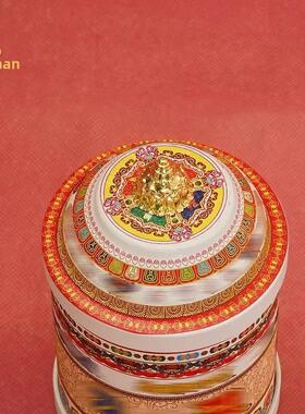 藏式电动转金轮家用佛堂摆件合金插电经转简藏族装饰品西藏转金桶