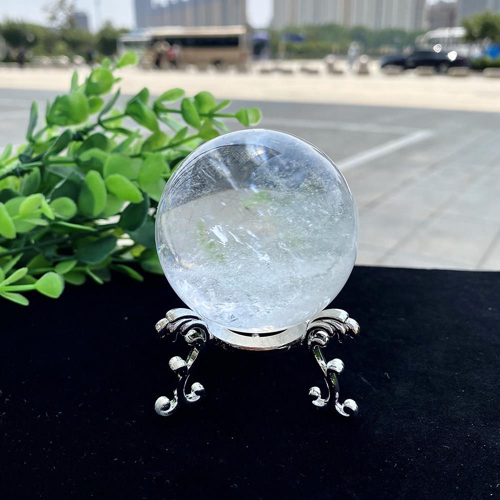 天然保真巴西原石打磨天然白水晶球摆件风水招财客厅白色送人礼品
