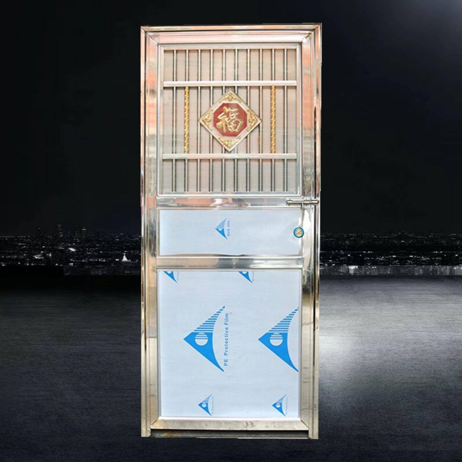 厂家直销304不锈钢福字门简易家用门出租屋门单门仓库不锈钢门