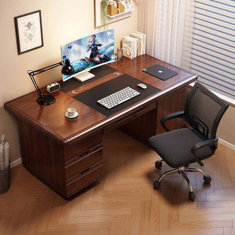 职员办公室电脑桌台式带抽屉带锁财务桌专用简约现代家用写字书桌