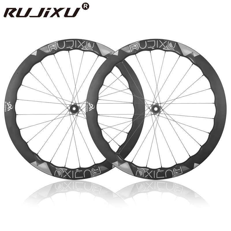 RUJIXU5045mm波浪圈700C公路自行车碳纤维轮组中锁碟刹破风轮组