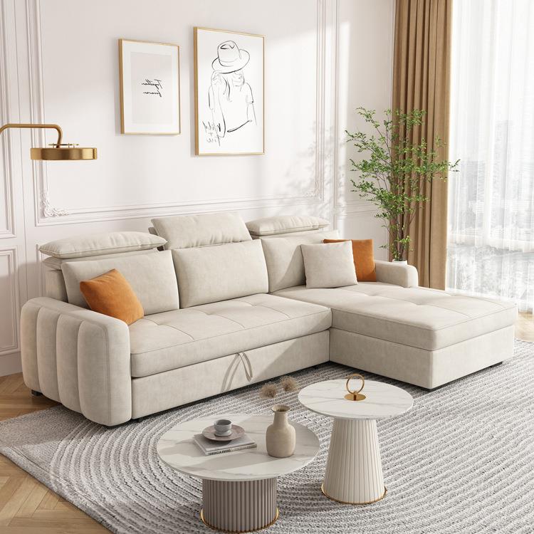 沙发床折叠两用客厅简约现代科技布抽拉伸缩多功能储物沙发沙發床