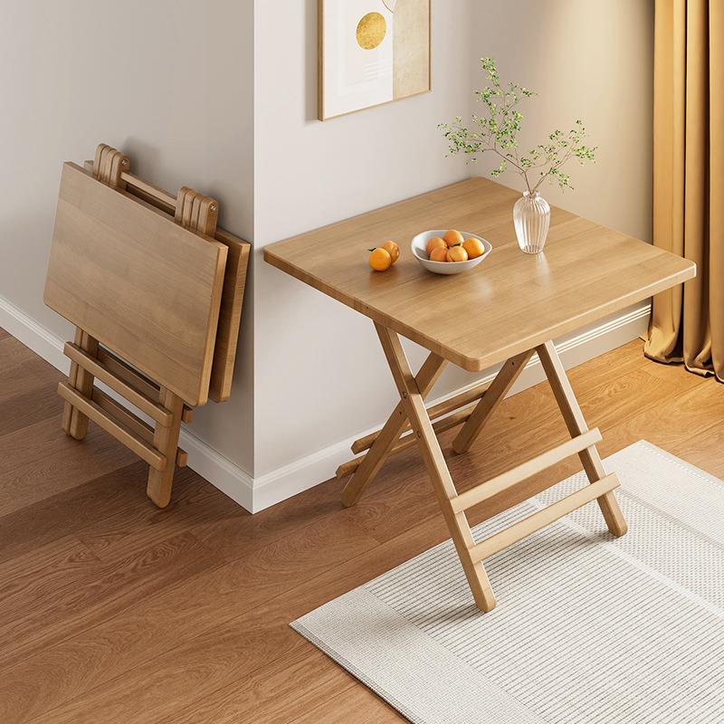 现代简约实木餐桌小户型家用3-4人可折叠饭桌咖啡桌多功能小方桌