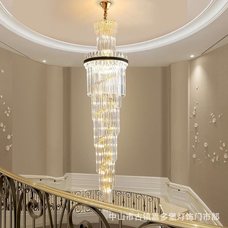 楼梯吊灯酒店别墅长吊灯客厅水晶灯现代简约奢华复试楼中楼大吊灯