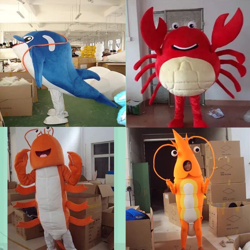 小龙虾卡通人偶服装饰海洋动物海鲜cos表演行走玩偶道具头套定制