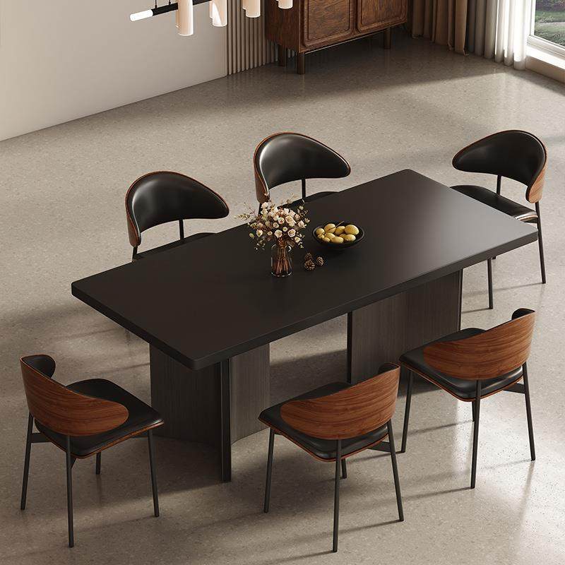 意式极简纯黑色加厚下挂岩板餐桌椅组合现代简约小户型长方形桌子,电子元器件市场,其它元器件,淘宝优惠券,粉丝福利购,淘宝优惠卷