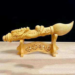 黄金檀木大笔进财文昌盘龙笔摆件 金榜题名毛笔文玩手把玩件考生