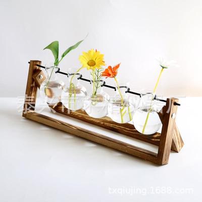 五瓶U型直弯杆铁艺玻璃水培桌面居家摆台装饰工艺品绿萝植物容器